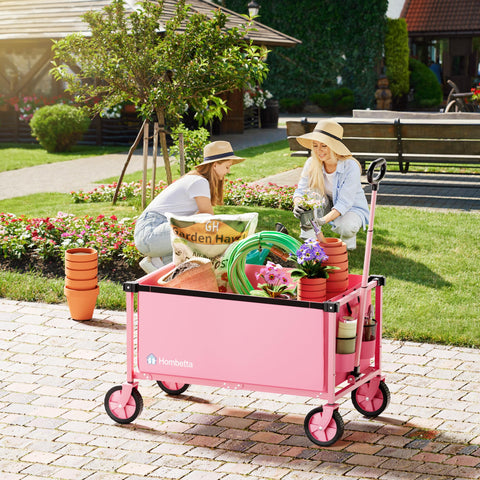 HOMBETTA pink wagon in open-frame mode ready to load large items.
