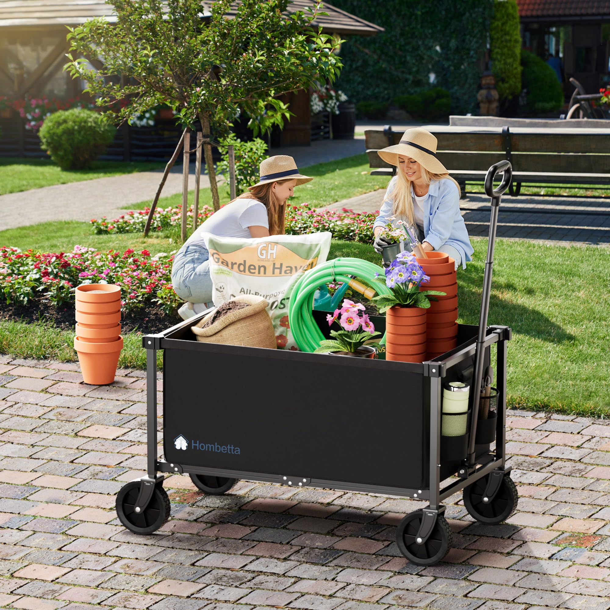 HOMBETTA wagon with removable liner keeps groceries clean and washable on the go.