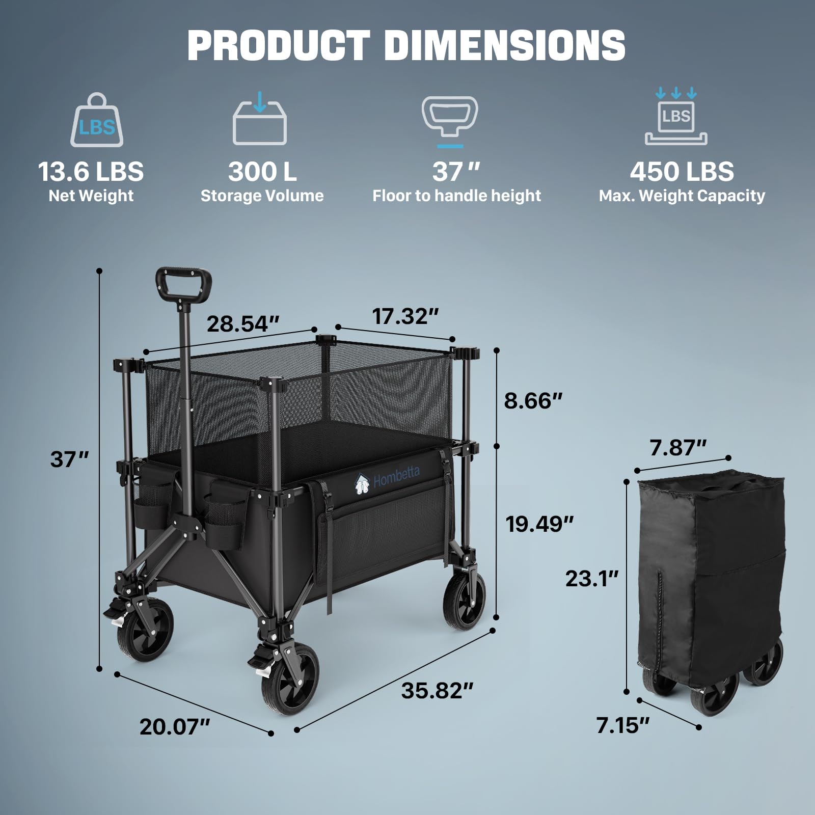 HOMBETTA folding wagon compact-fold-storage fits in trunk after a day out.