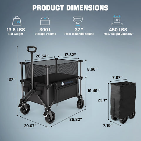HOMBETTA folding wagon compact-fold-storage fits in trunk after a day out.