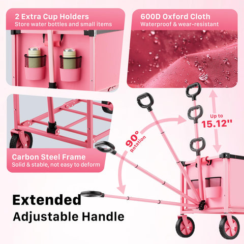 HOMBETTA 3-section telescopic handle extends for comfortable pulling.