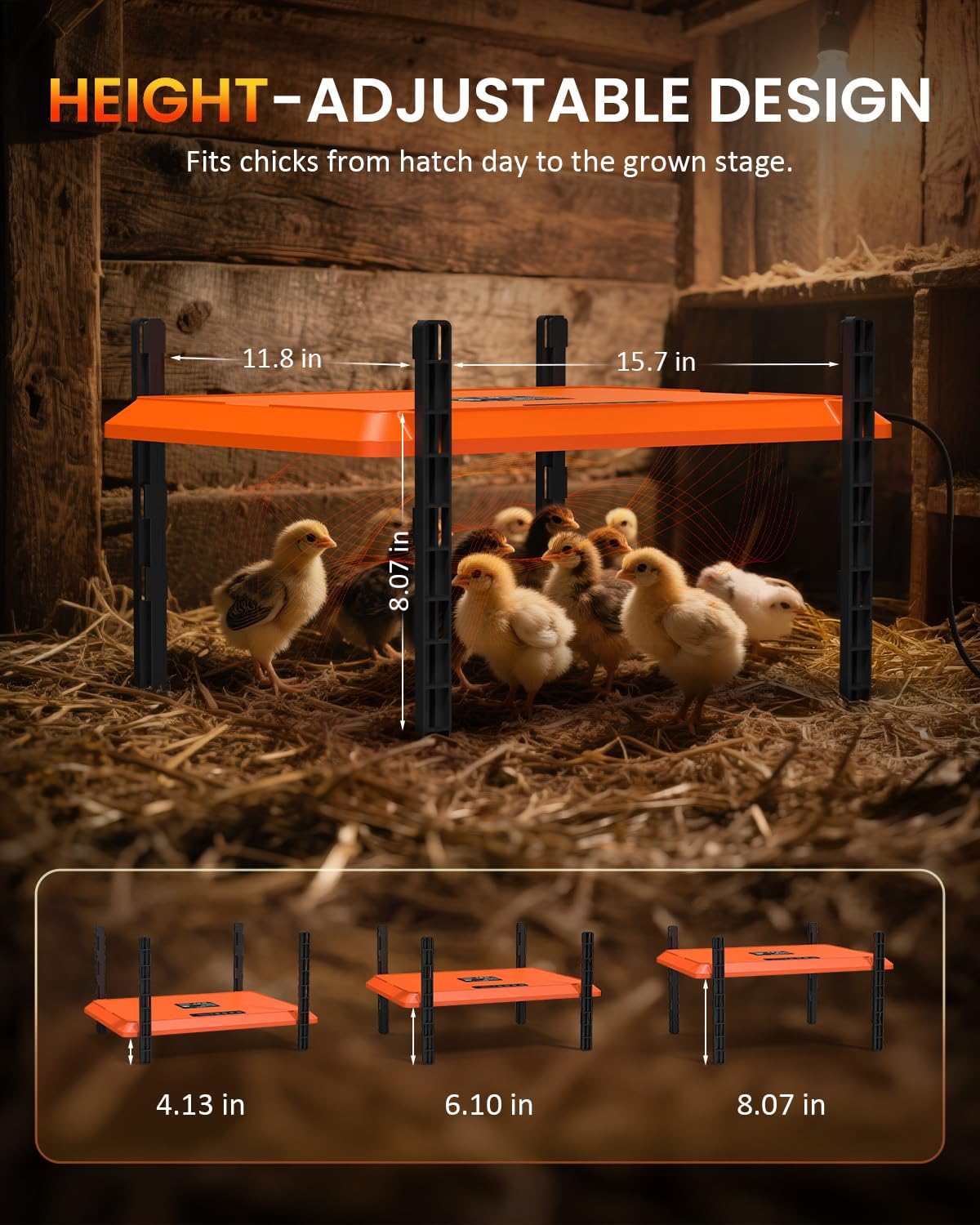 Homcolorful timer feature enables worry-free brooding with scheduled warmth