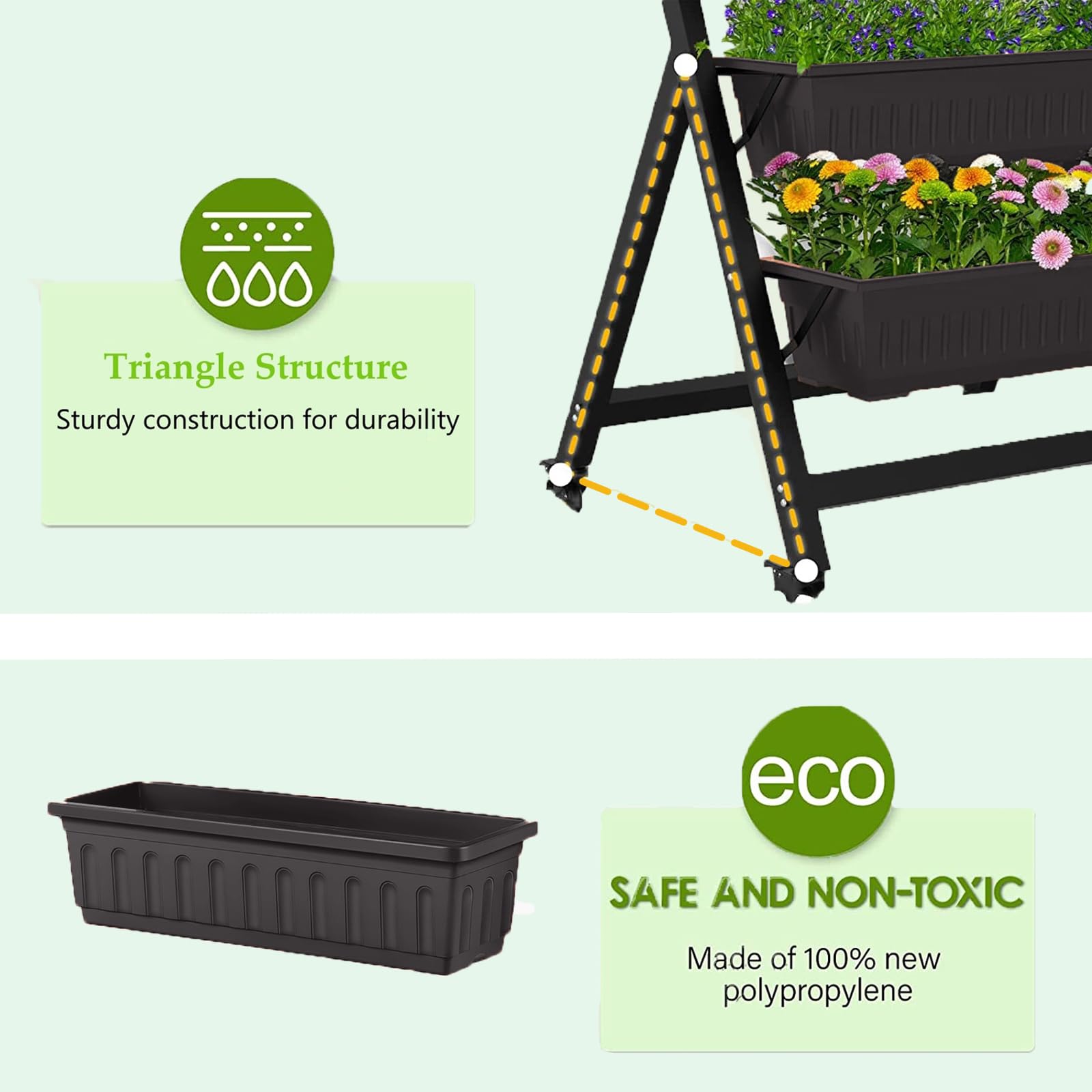 Homdox five planter boxes keeping herbs, flowers, and vegetables organized.
