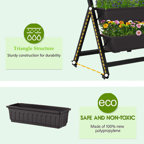 Homdox five planter boxes keeping herbs, flowers, and vegetables organized.