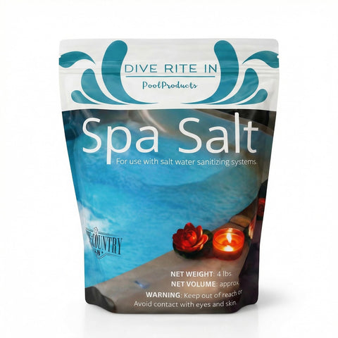 Home and Country Dive Rite hot tub salt bottle ready for fast dissolve in spa water