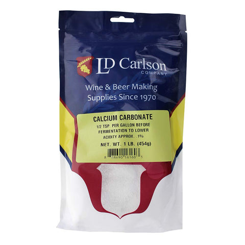 Home Brew Ohio calcium carbonate label guides precise measurements for beginner brewers