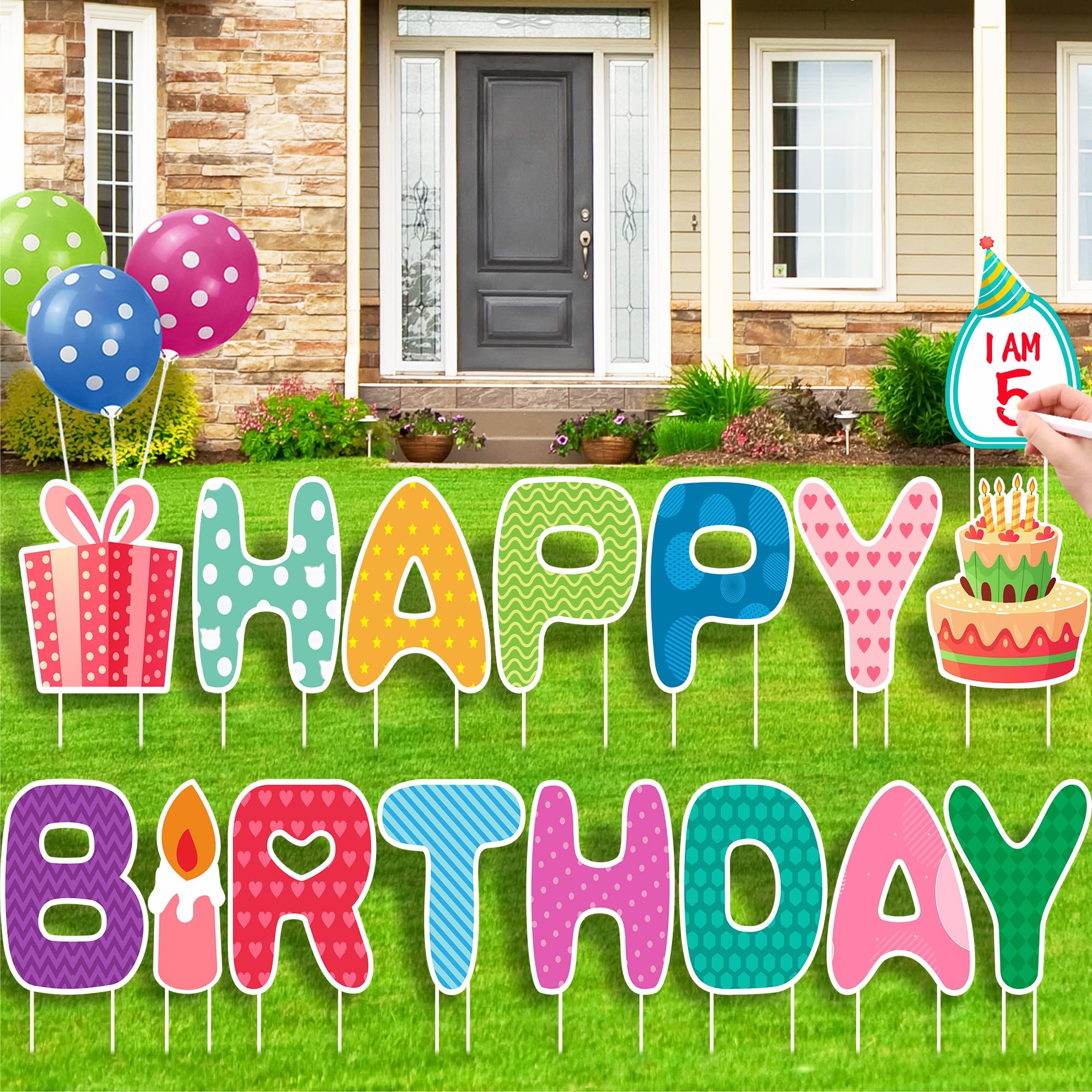 HOME COMPOSER birthday yard sign with stakes for bold outdoor celebrations