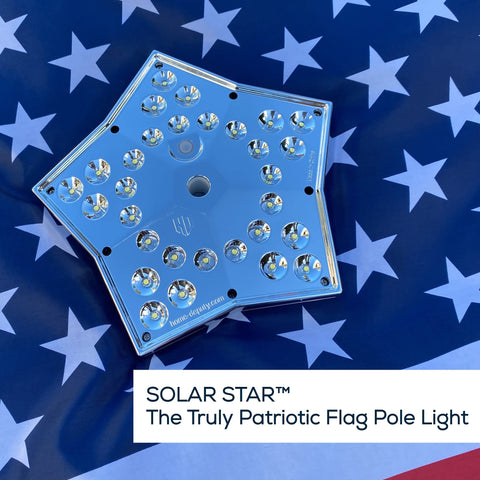 Home Deputy Larger Solar Panels Flag Light captures more sun for brighter output.
