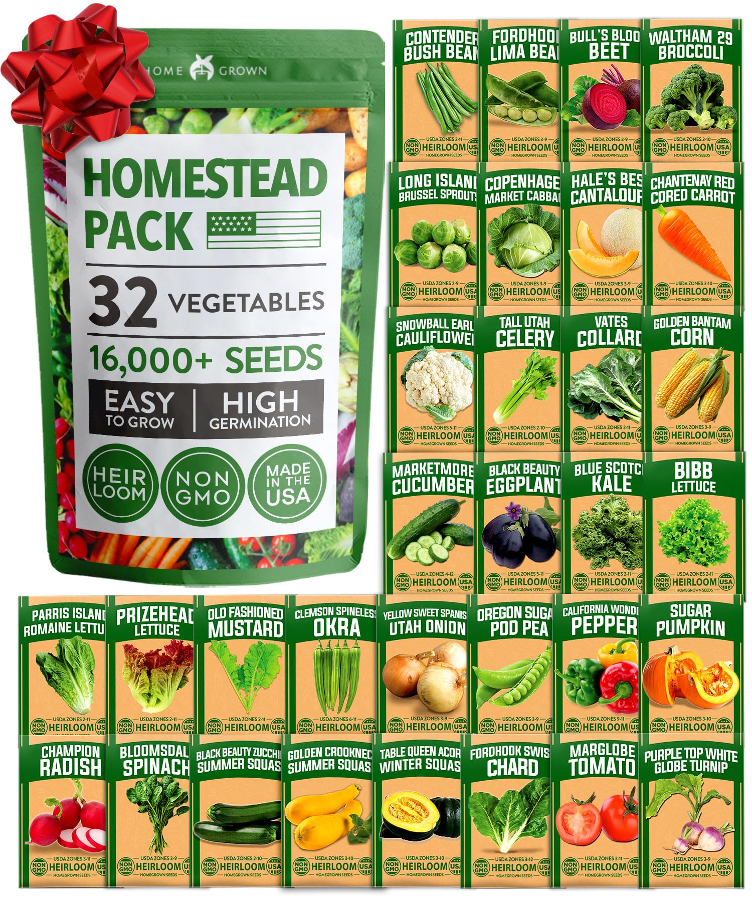 Home-Grown 32-Varieties Seed Pack, ideal for starting a diverse, resilient home garden.
