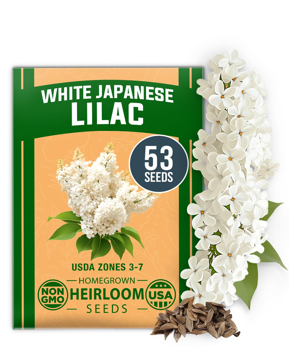 HOME GROWN 53 White Lilac seeds packet ready for spring planting
