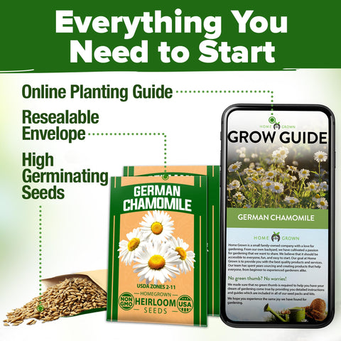 Home Grown chamomile seed pack with apple-scented blooms inspiration.