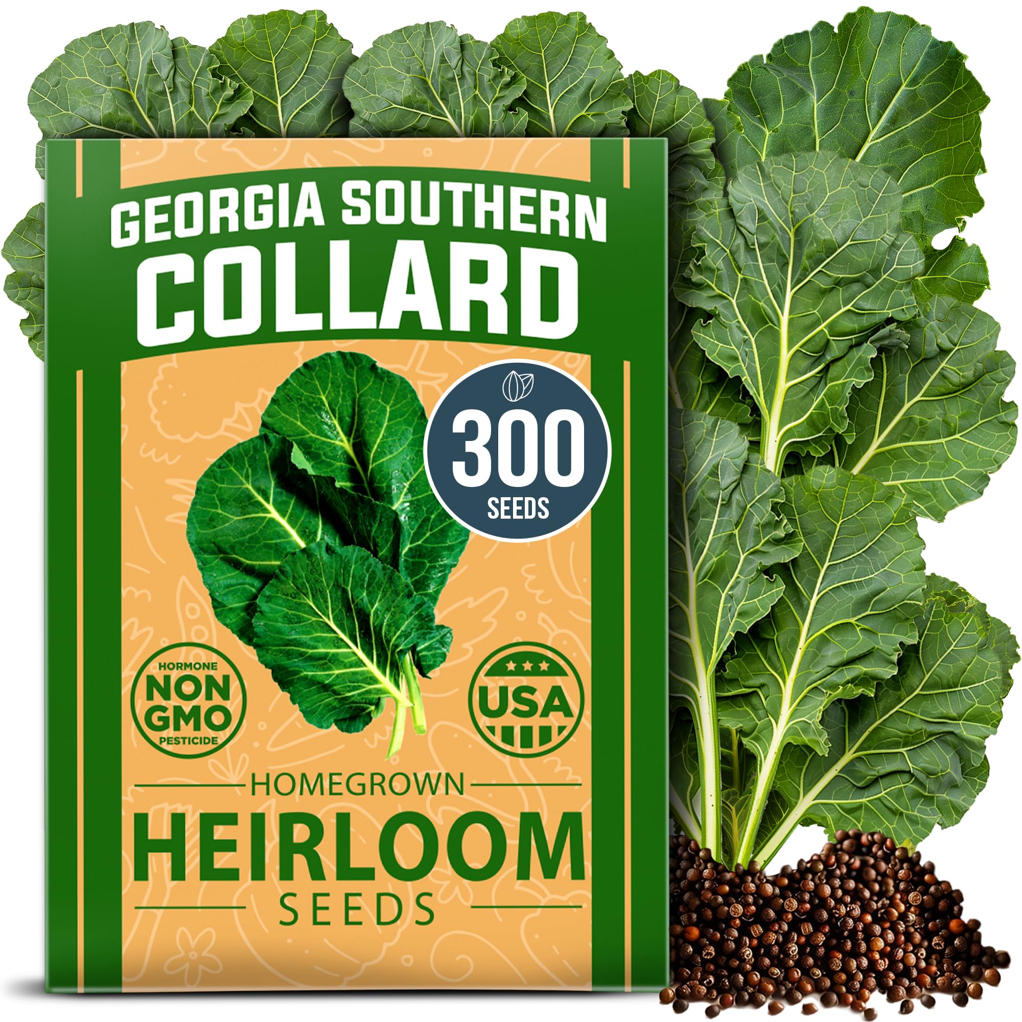 HOME GROWN Georgia Southern collard seed packet front for easy planting