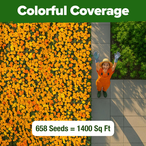 HOME GROWN compact 6-10 inch marigold plants are ideal for borders.