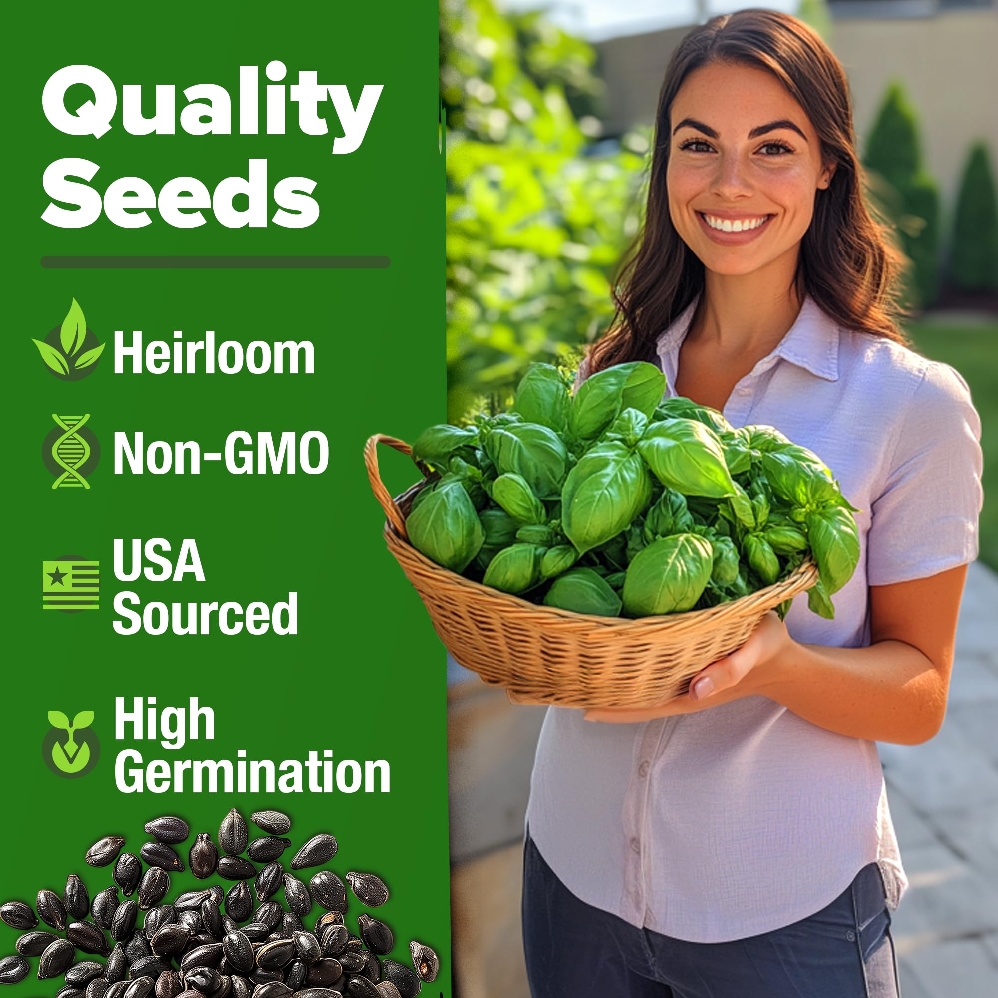 HOME GROWN Genovese Basil seeds for indoor grow lights and outdoor beds