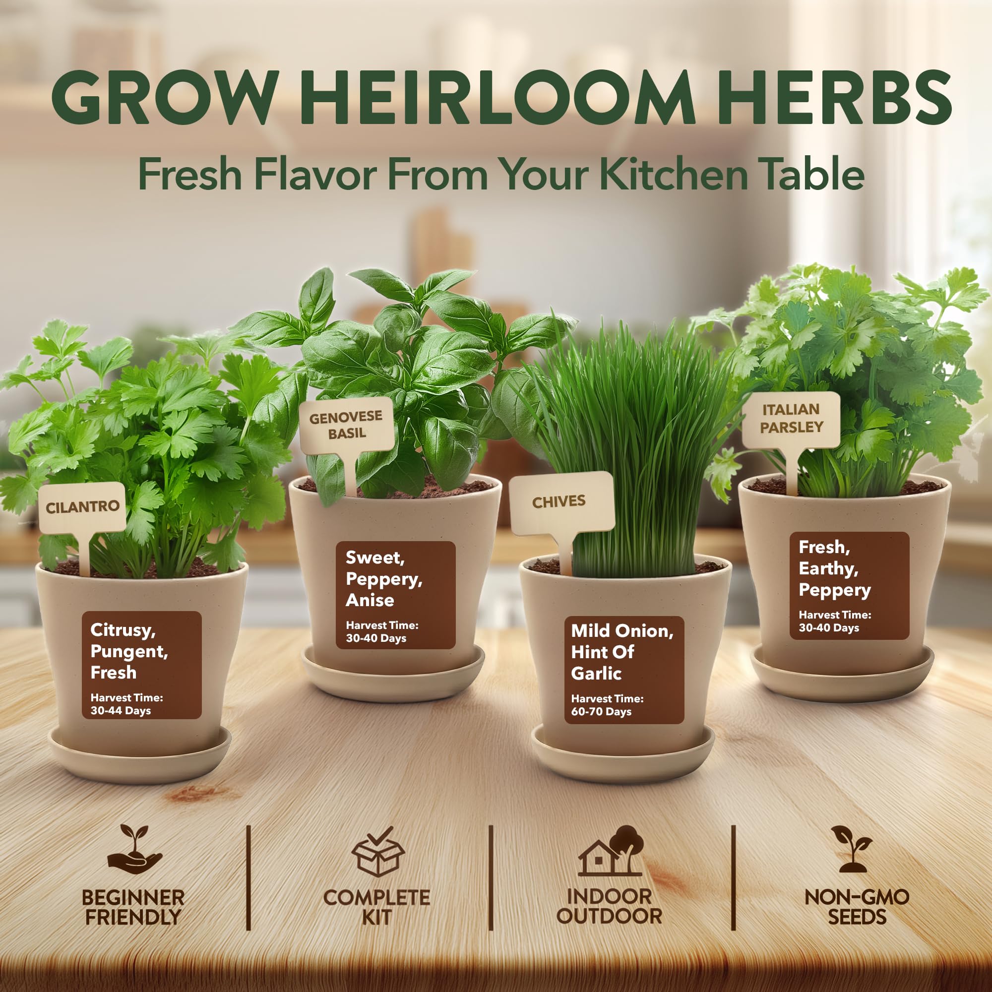 HOME GROWN heirloom seed packets enabling diverse fresh herbs