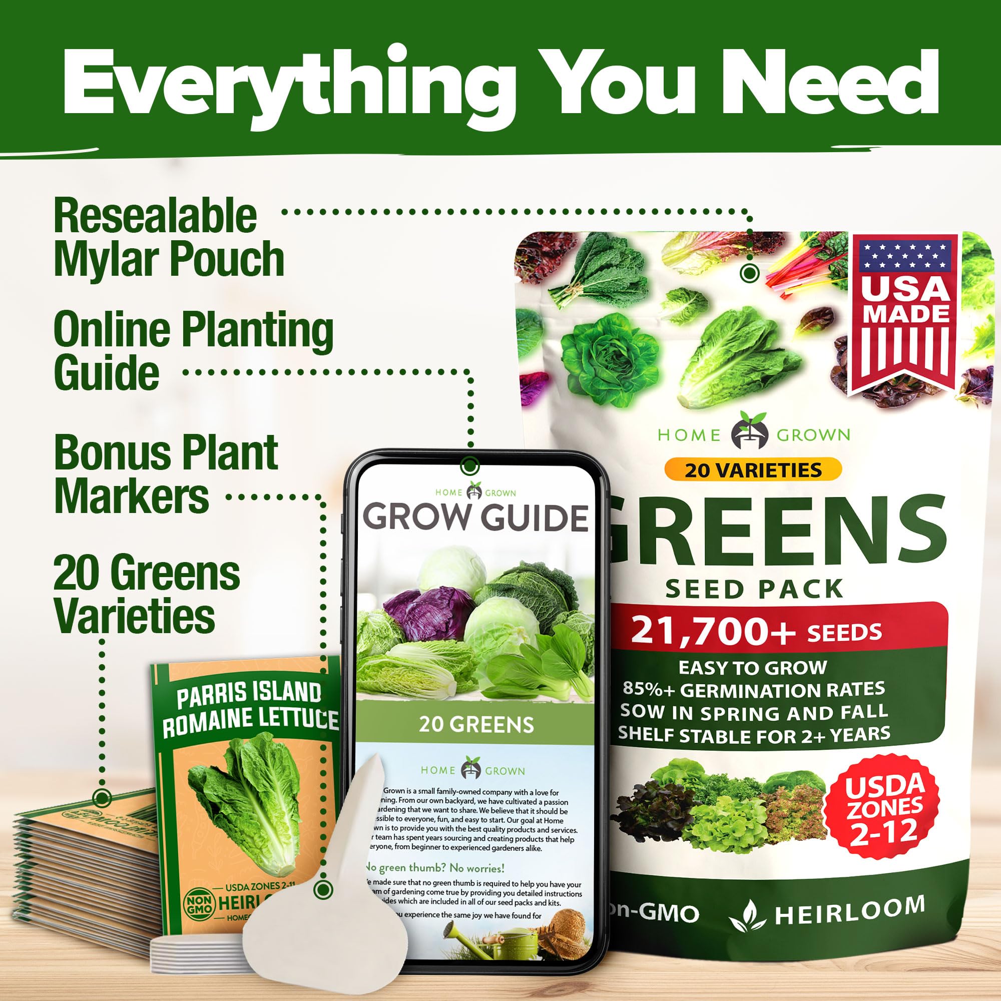 HOME GROWN seeds ready for indoor or outdoor beds across spaces.