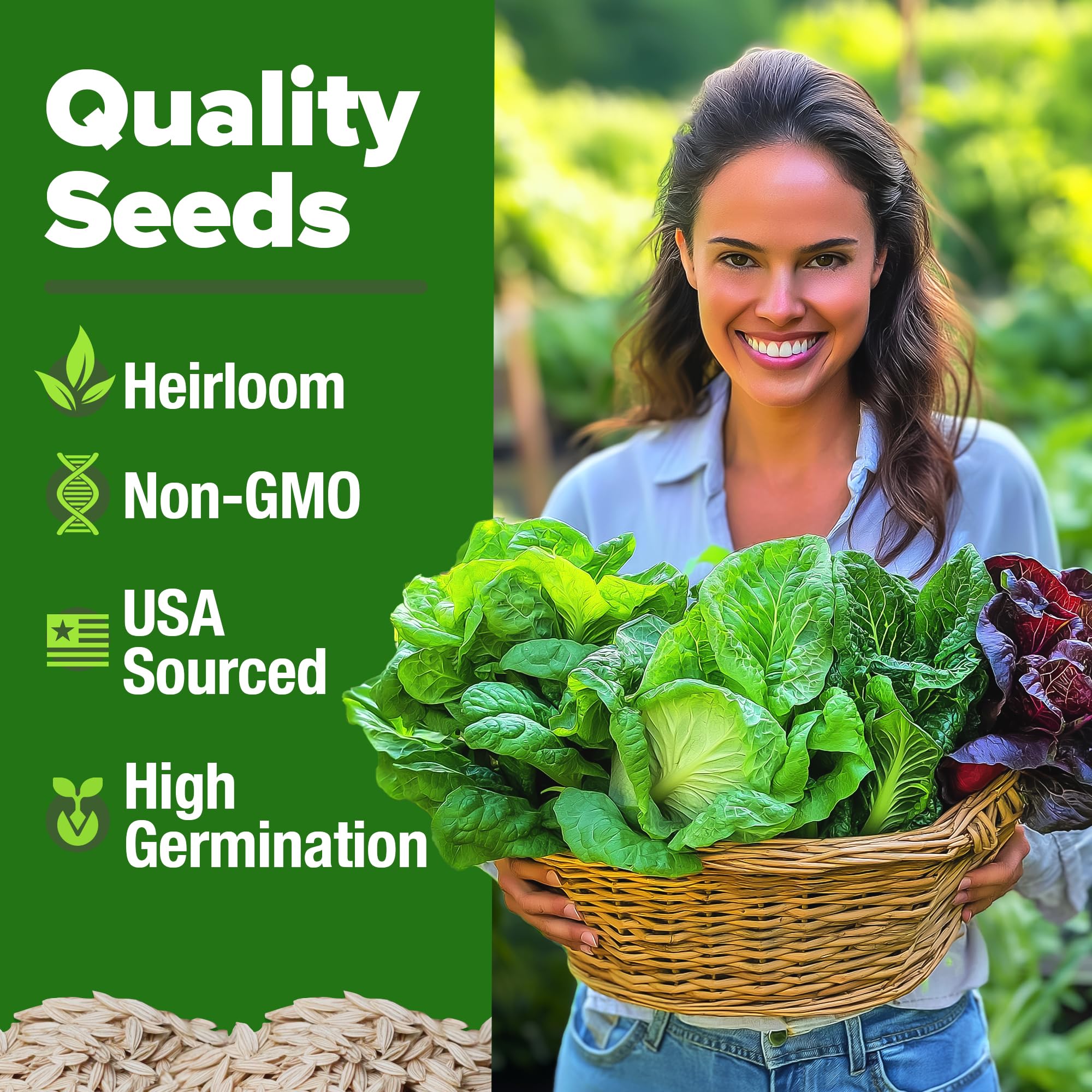 HOME GROWN heirloom non-GMO lettuce seeds in labeled packaging.