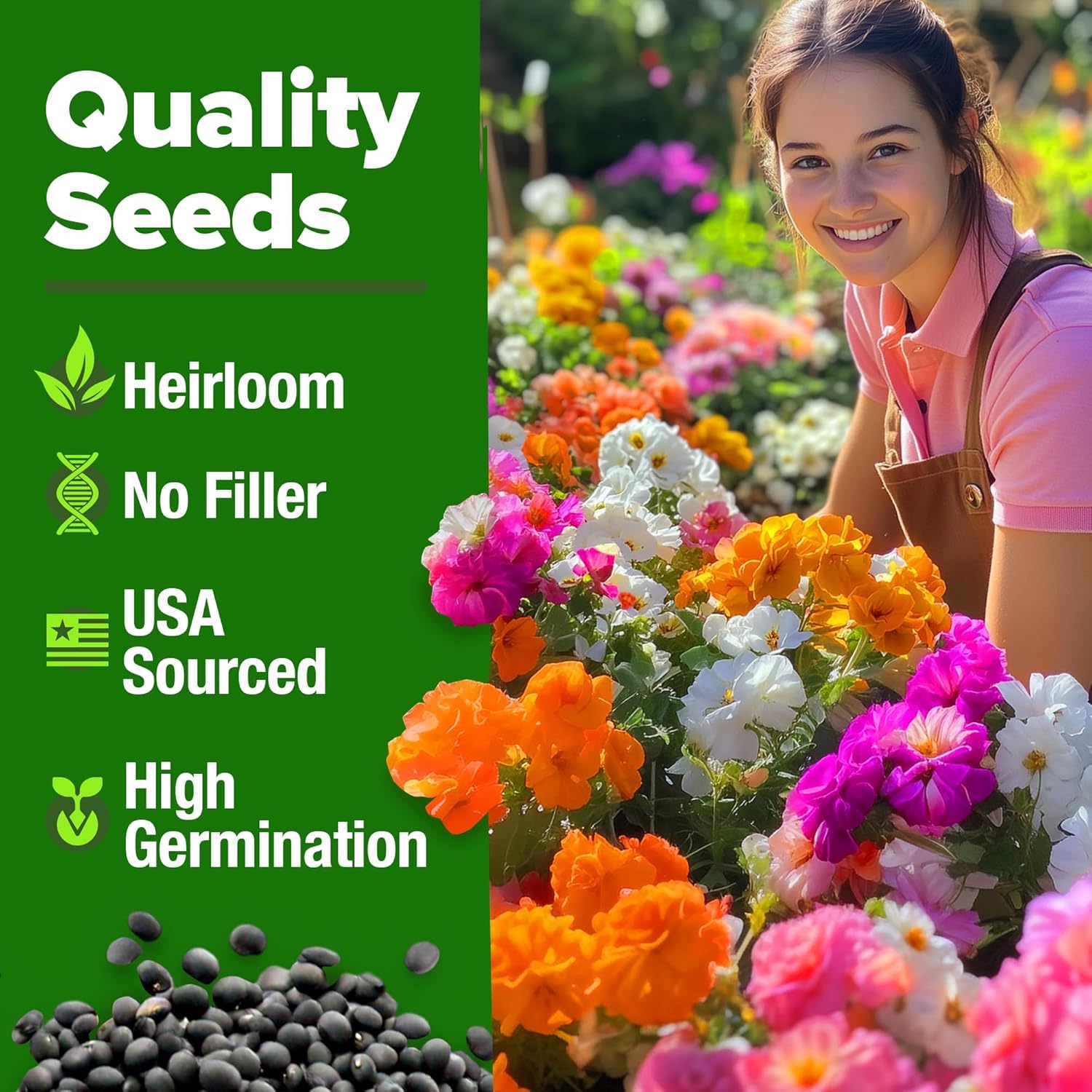 HOME GROWN moss rose seeds fast germination quick color in 7-14 days