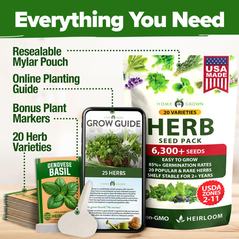 HOME GROWN seed pack includes clear instructions for beginners and seasoned growers.