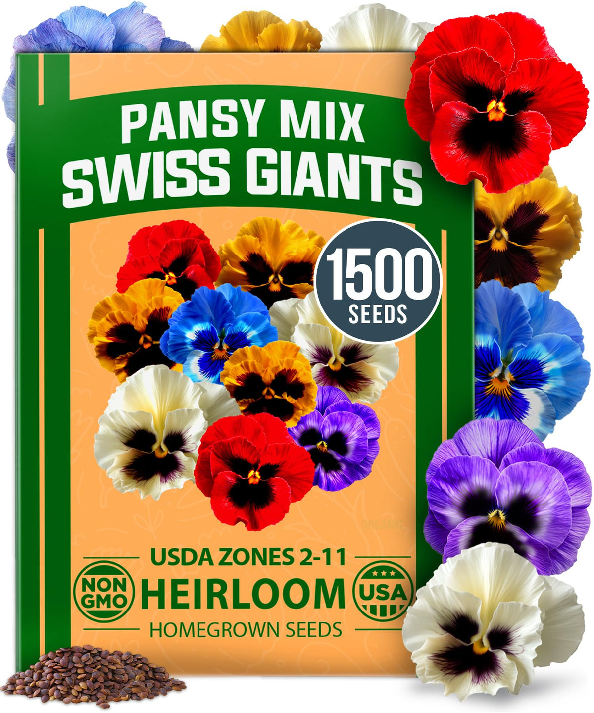 HOME GROWN Pansy Swiss Giants Mix close-up blooms for autumn containers