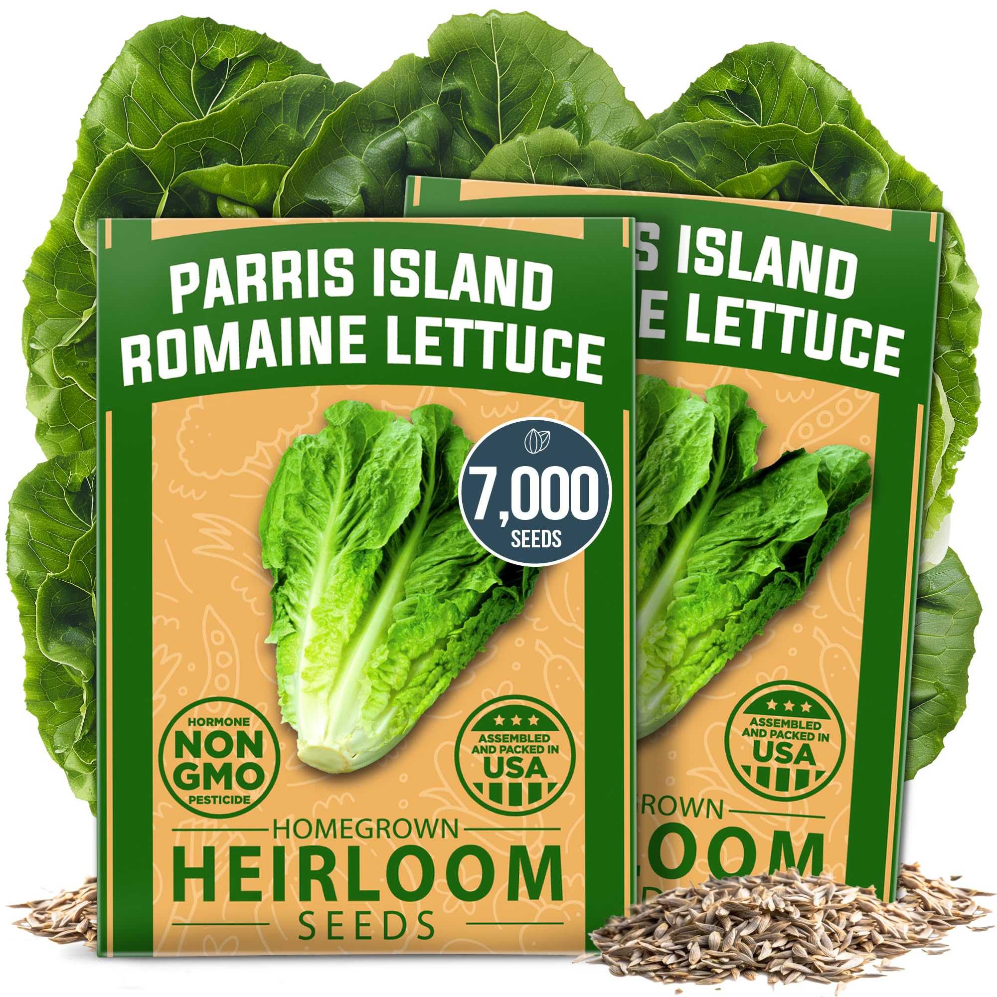 HOME GROWN Parris Island lettuce seeds in seed pack for reliable germination.