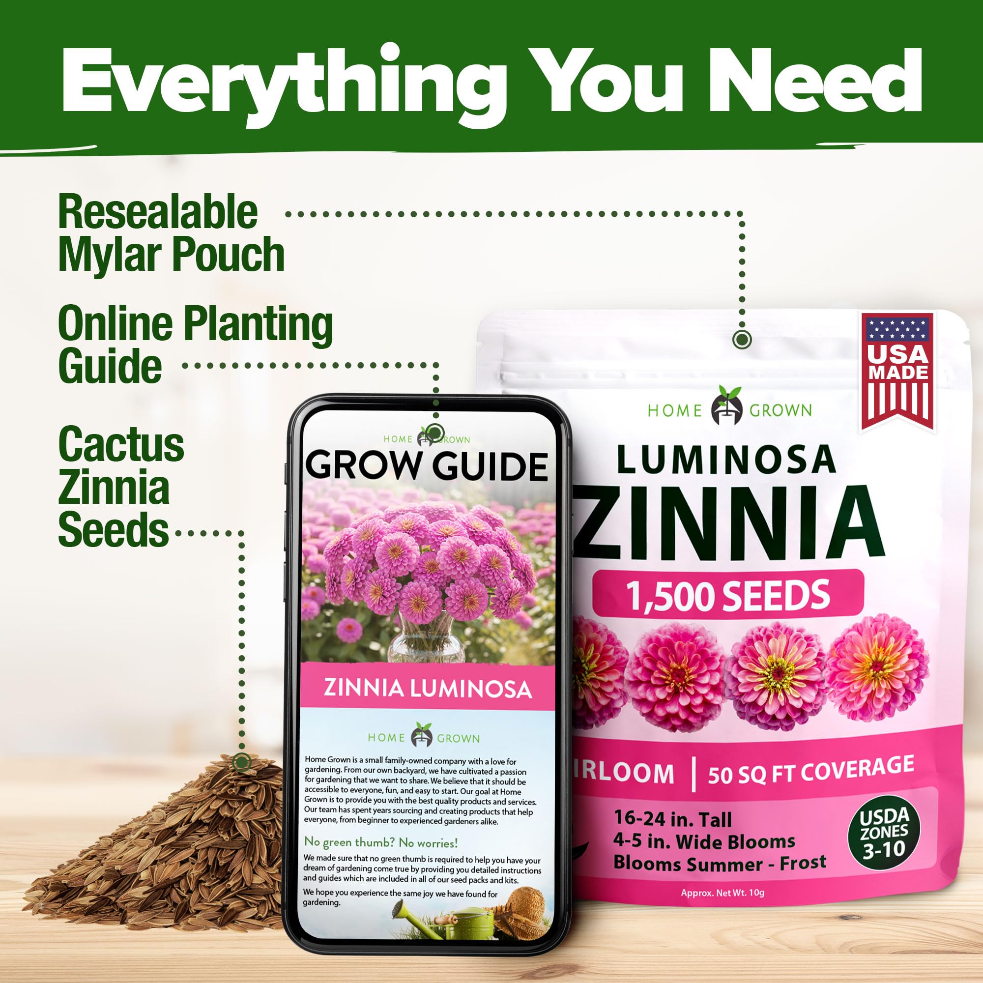 HOME GROWN Pink Zinnia brighten beds, borders, and containers with upright growth.
