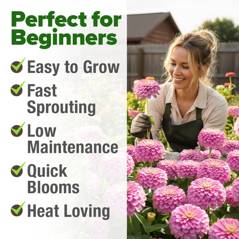 HOME GROWN Pink Zinnia cut flowers offer extended vase life with regular harvesting.