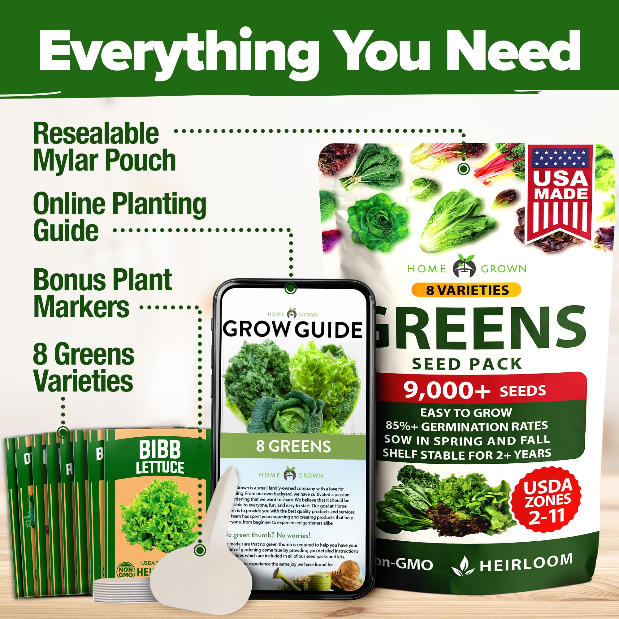 HOME GROWN Red Oakleaf lettuce seeds for colorful salads and flavorful greens.