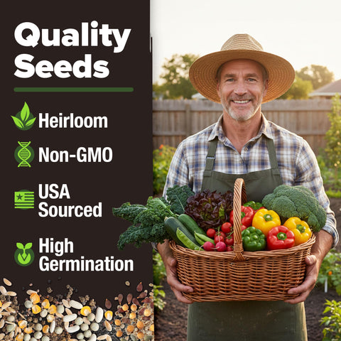 HOME GROWN seed vault spread displays diverse seed types for planning