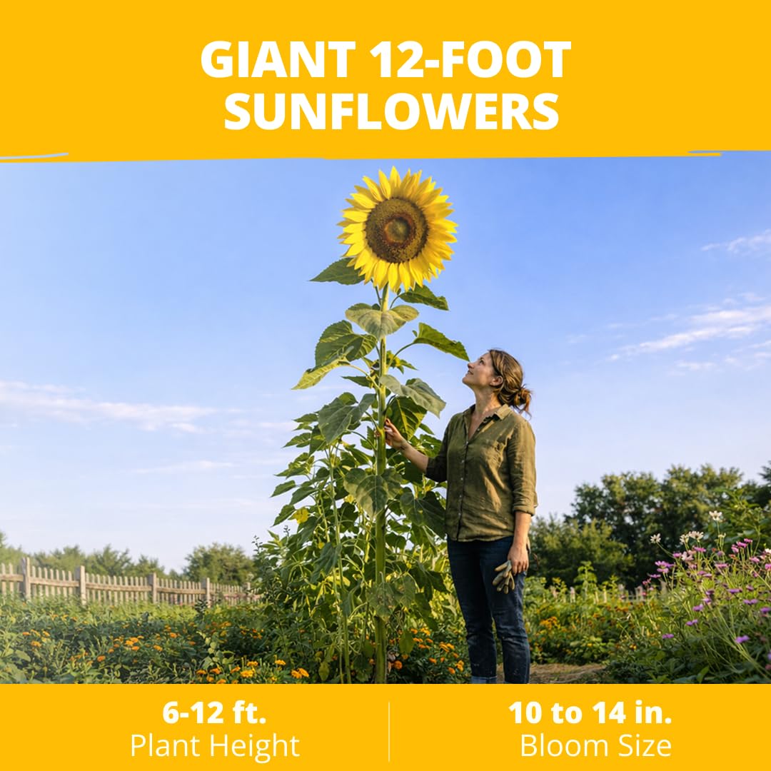 HOME GROWN sunflower seeds giant head 14 inches, ideal for dramatic garden focal points.