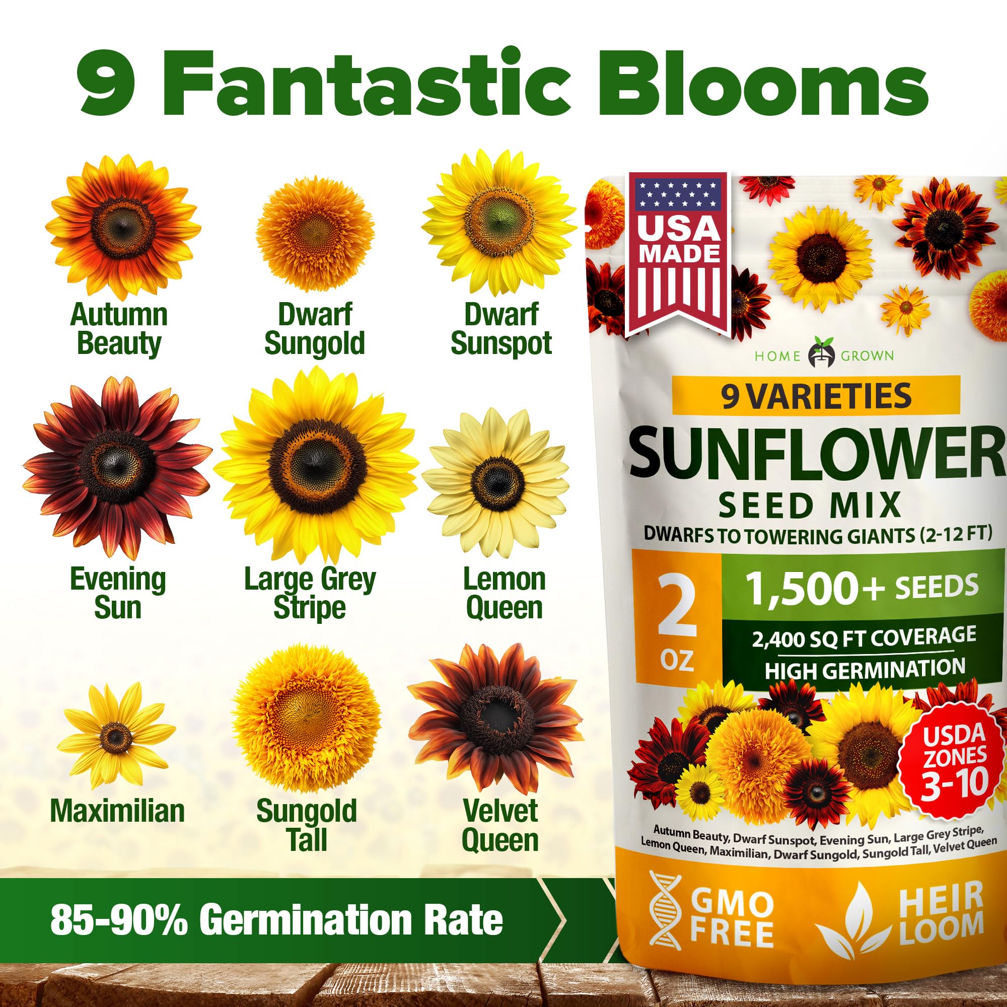 HOME GROWN Sunflower Seeds Mix Pack garden bed planting demonstrates easy sowing for beginners