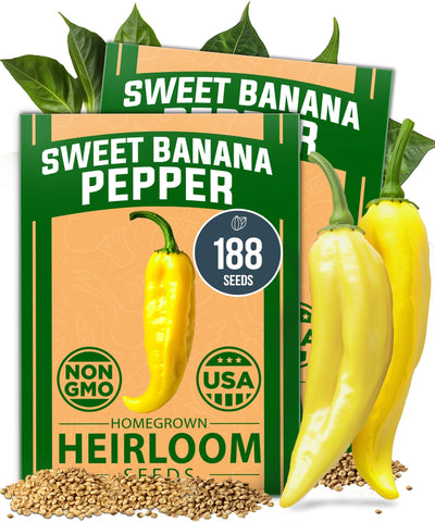 HOME GROWN Sweet Banana Pepper Seeds 188-pack ready for easy garden planting.