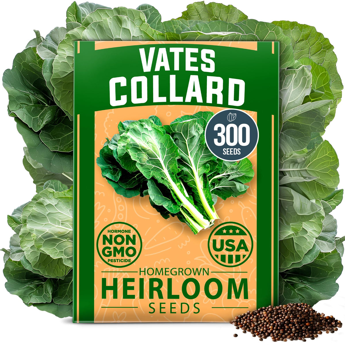 HOME GROWN Vates Collard Seeds pack front ready for fall planting
