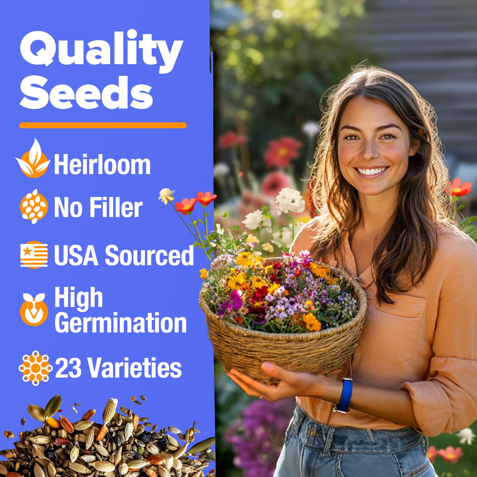 HOME GROWN wildflower seeds 23 varieties to inspire colorful cottage gardens and vibrant pollinator beds.