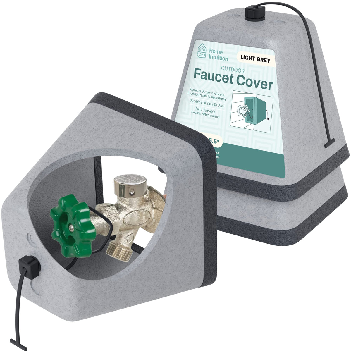 Home Intuition faucet cover in closed view protects outdoor taps from cold weather.