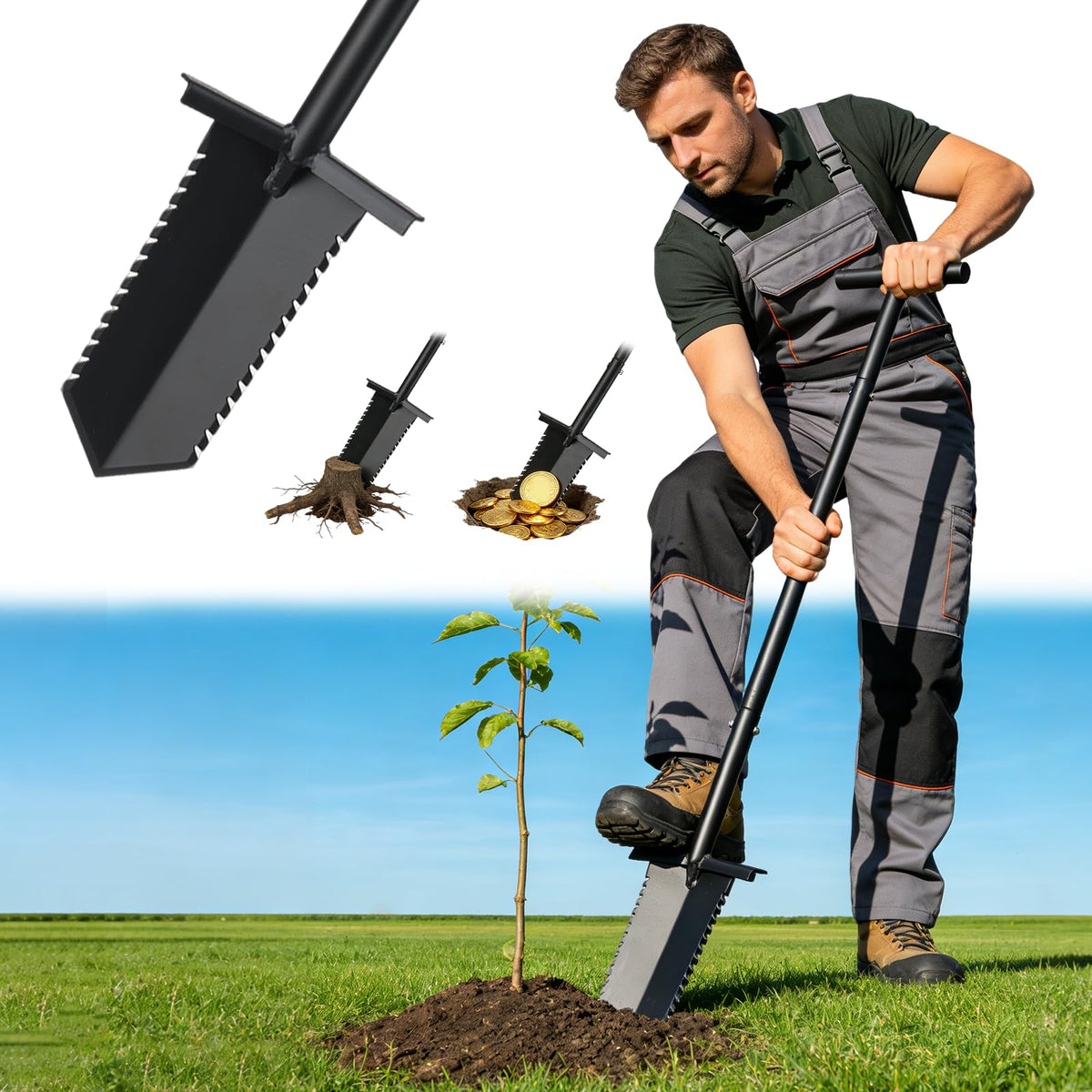 HOME RIGHT metal detecting shovel 39-inch blade for precise digging.