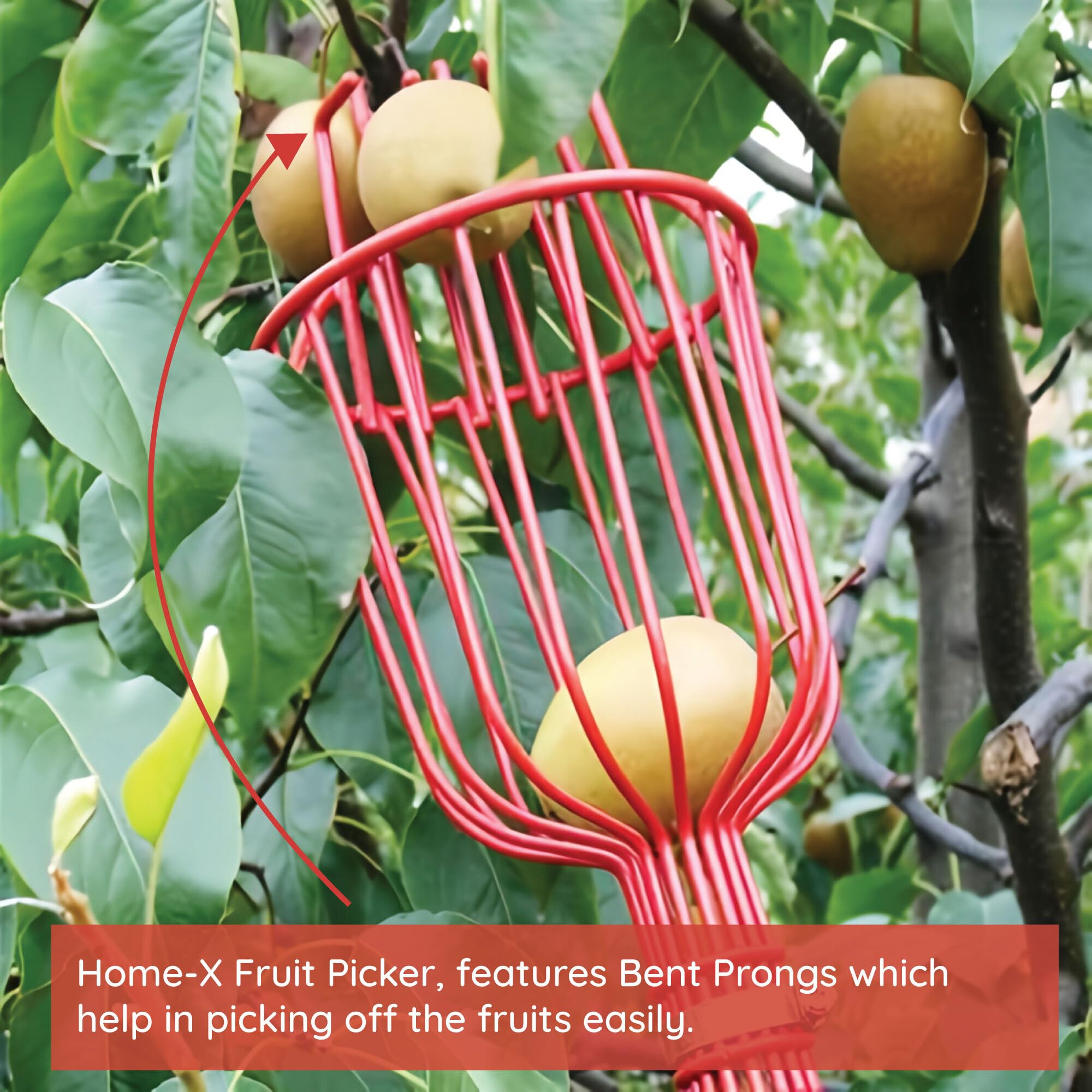 Home-X Fruit Picker Basket compact storage for easy organizing after use.