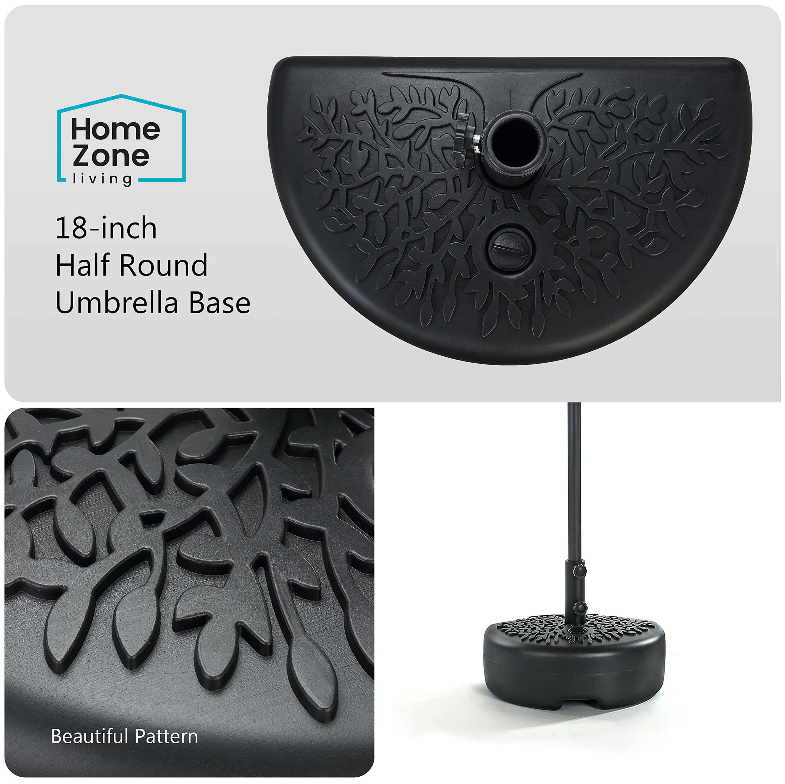 Home Zone Living 40lb half-round base filled with water for solid patio support.