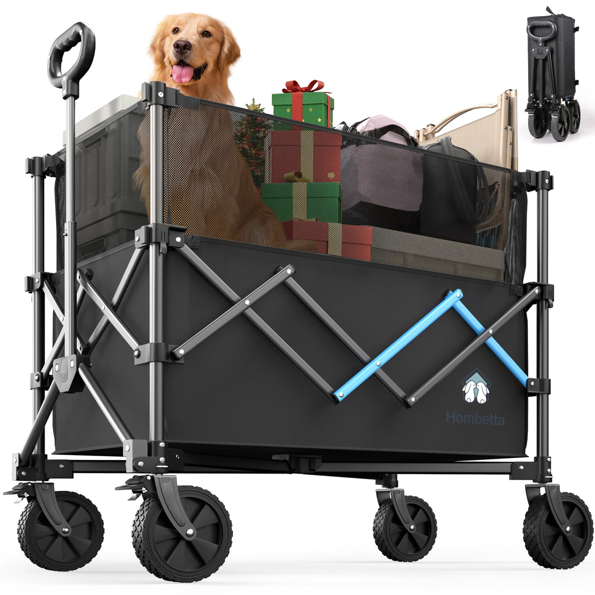 HOMBETTA collapsible wagon with double-decker capacity for larger loads on outdoor trips