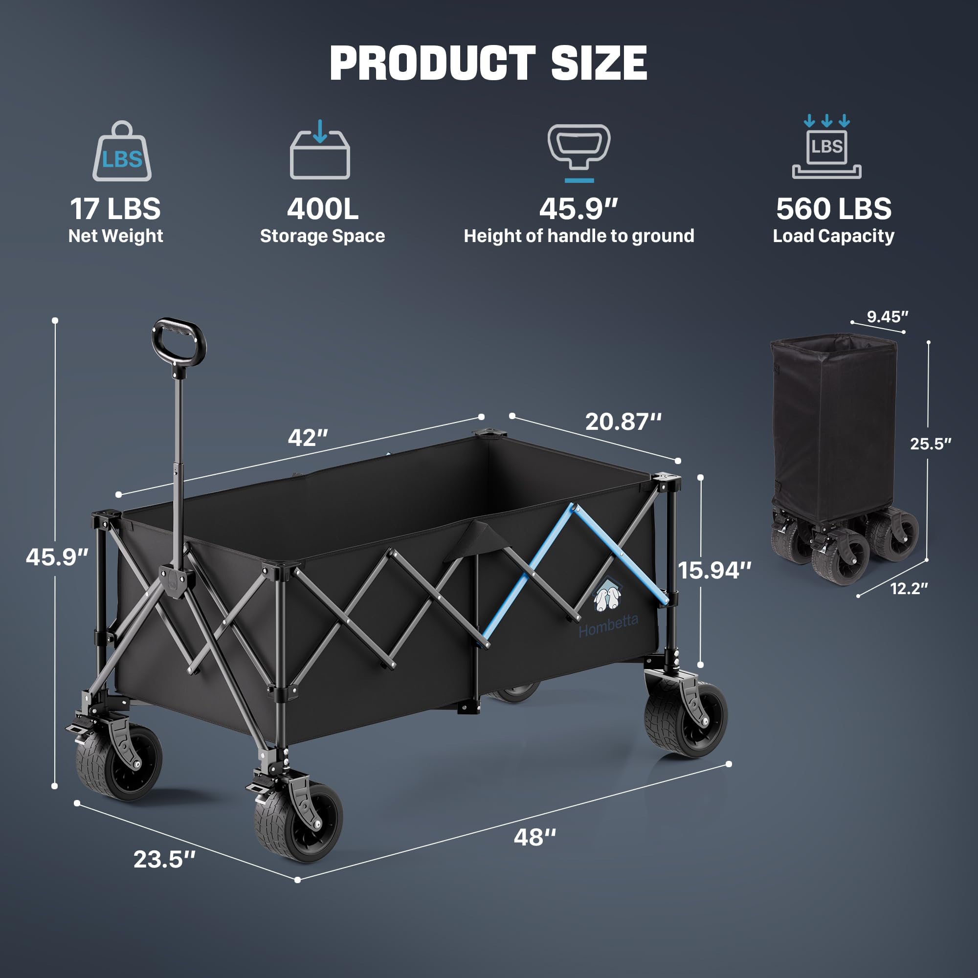 Homebetta XL wagon frame ready for accessories and storage options.