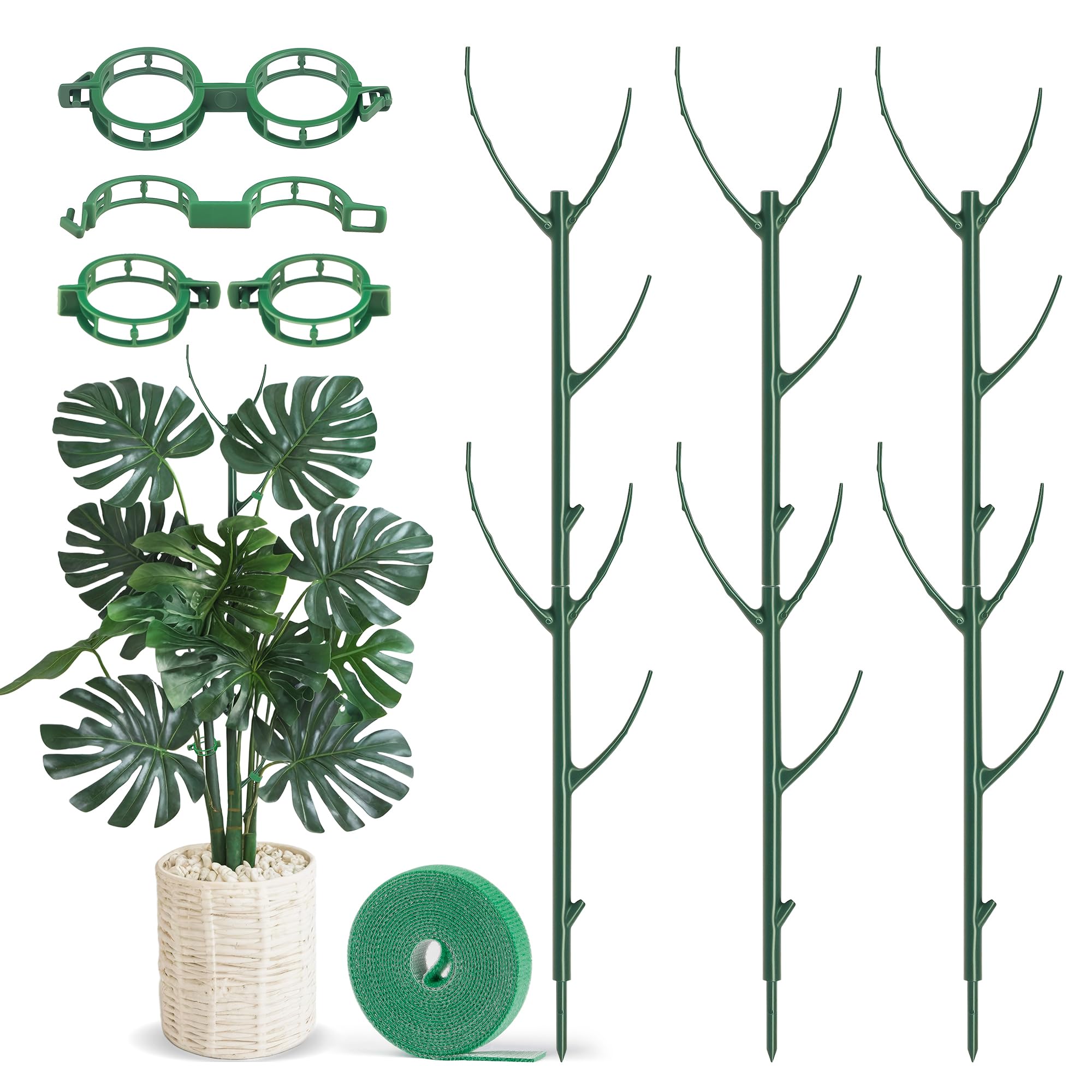 HOMEBROS plant support stake stackable poles blending with foliage for invisible support.