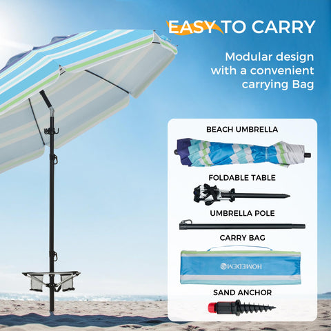 HOMEDEMO durable polyester canopy in blue-green-white withstands sun and breeze.