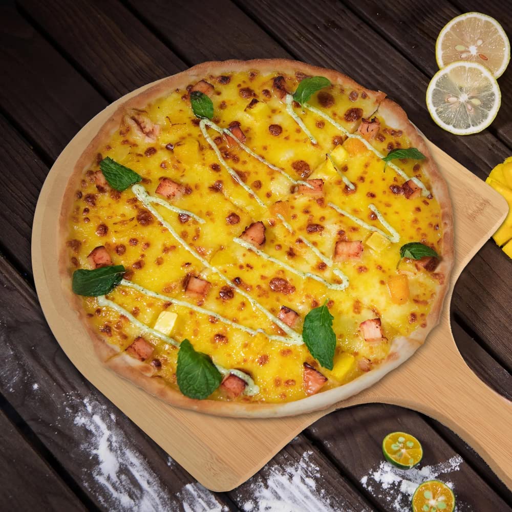 homEdge bamboo pizza peel board for easy transfer of pizzas