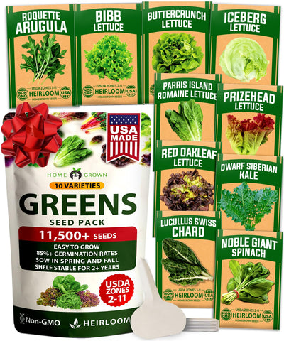 HOME GROWN 11k seeds pack shows ten varieties for diverse home salads