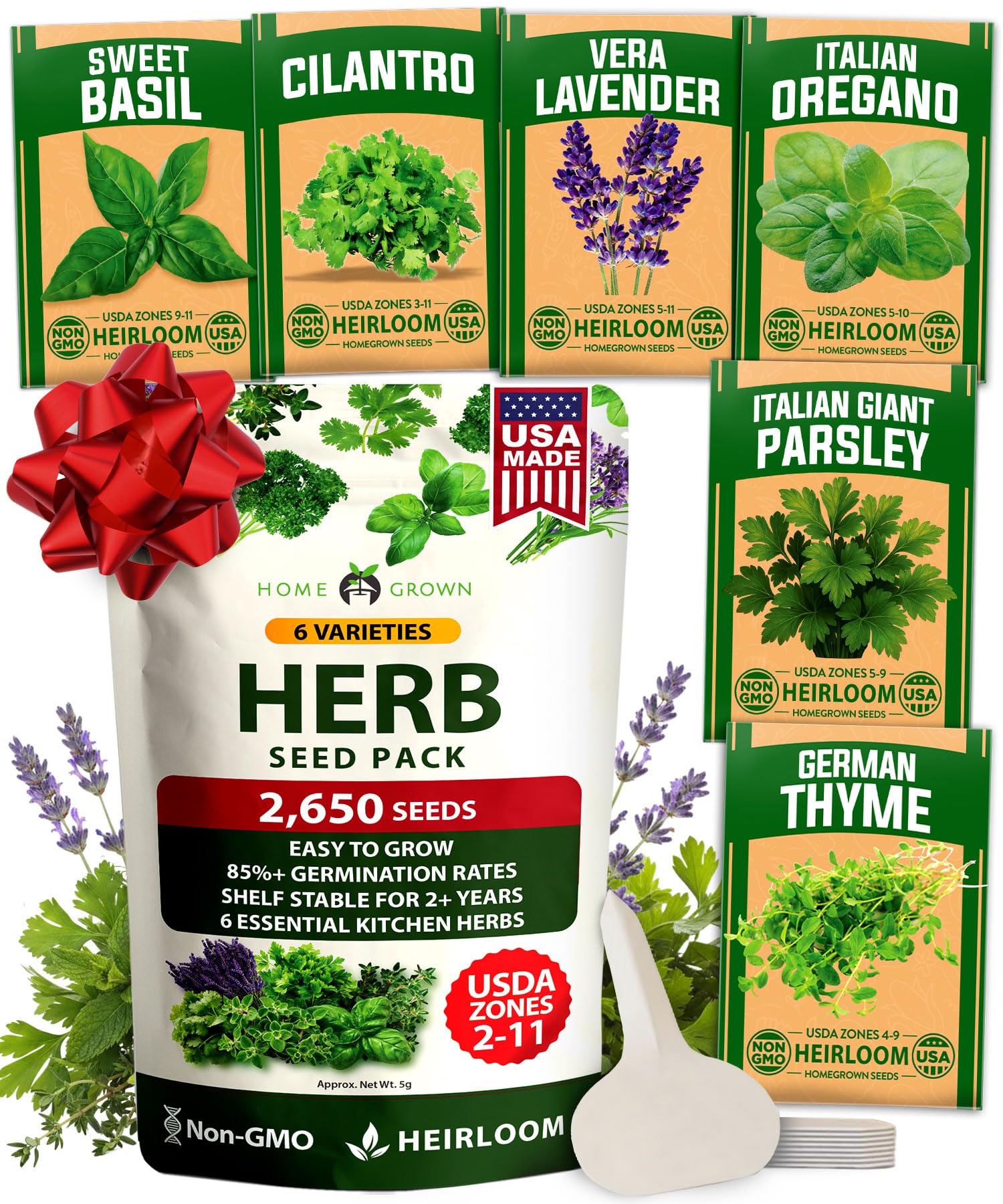 HOME GROWN Basil Genovese seed packet for fresh home-grown basil harvest