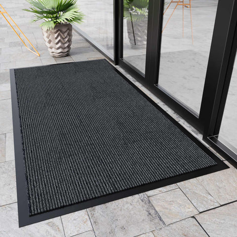 HOMEK front door mat with non-slip backing helps prevent slips at the doorway.