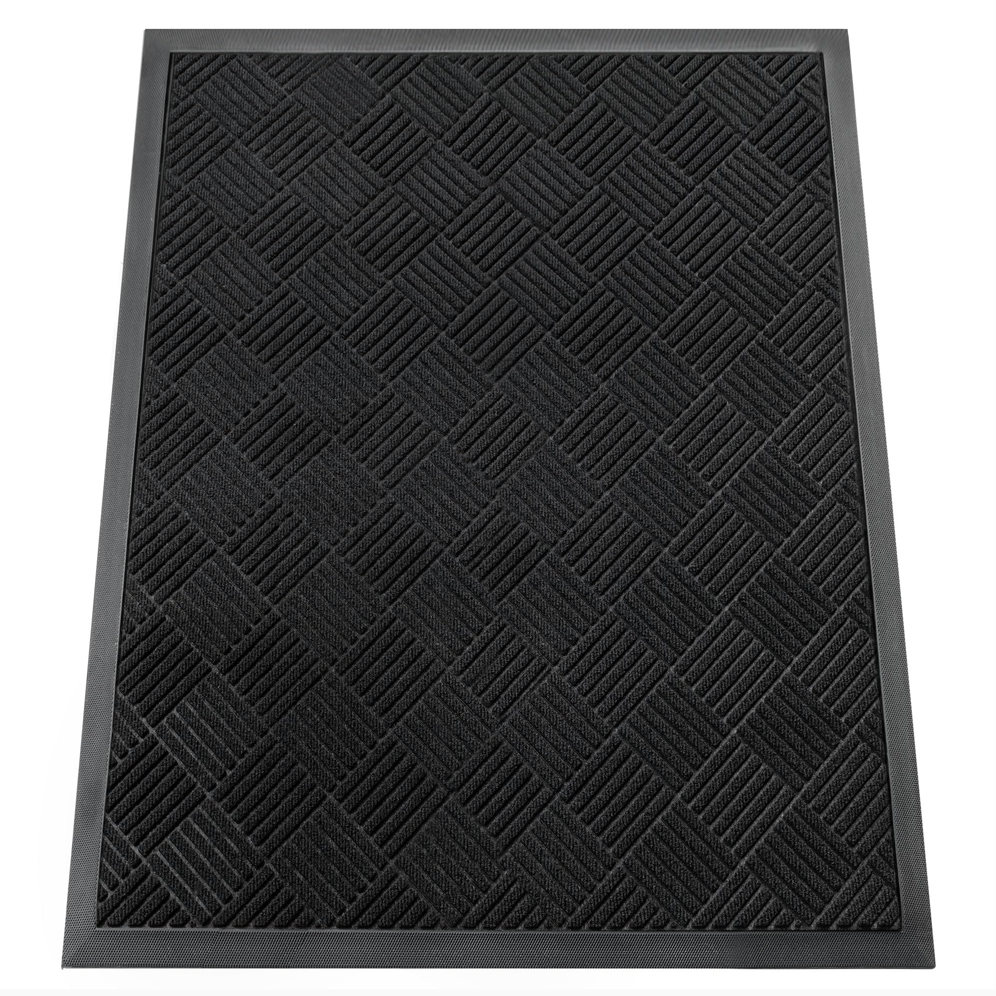HOMEK door mat with deep grooves traps dirt and moisture