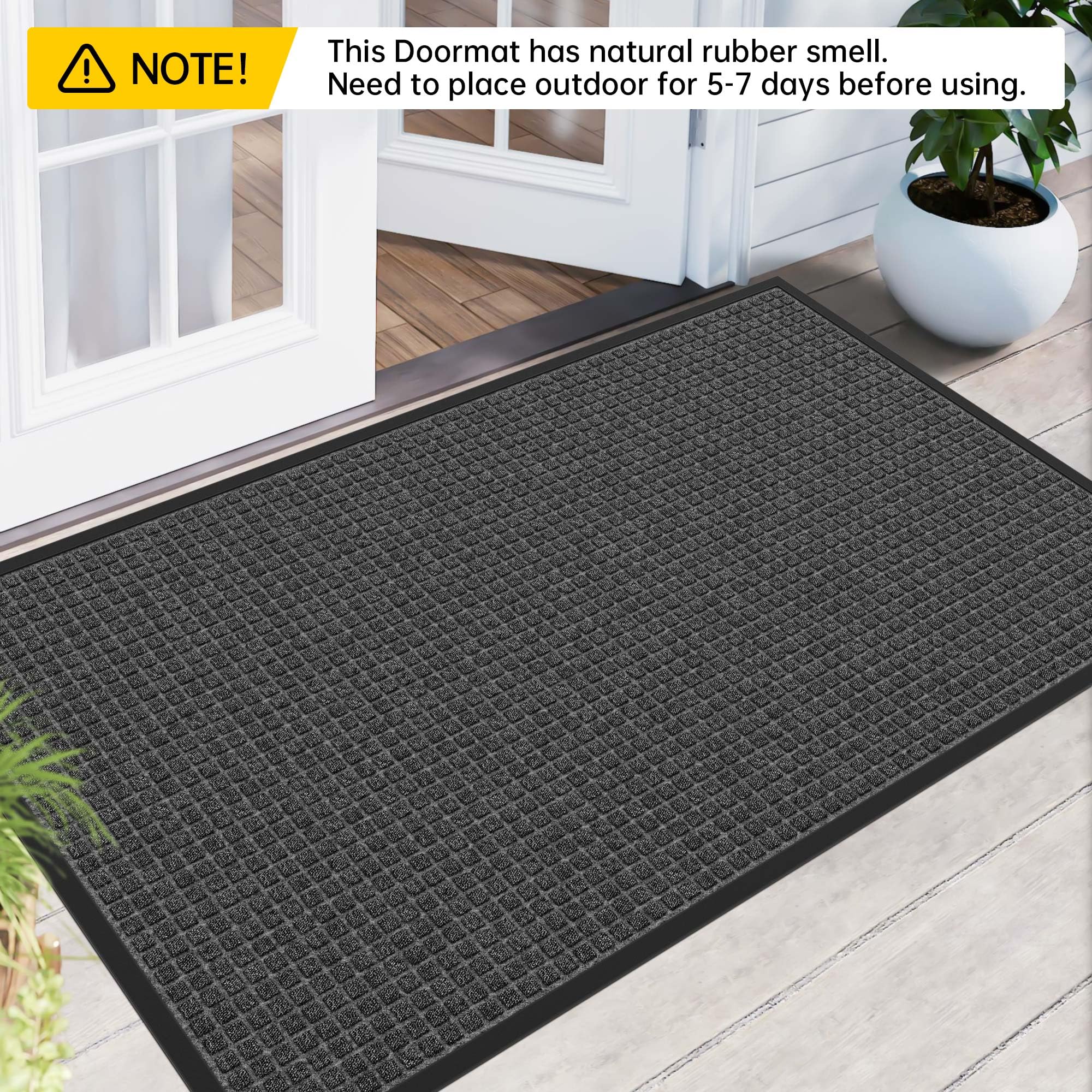 HOMEK weather-resistant mat creates a welcoming, dry entry zone for guests.