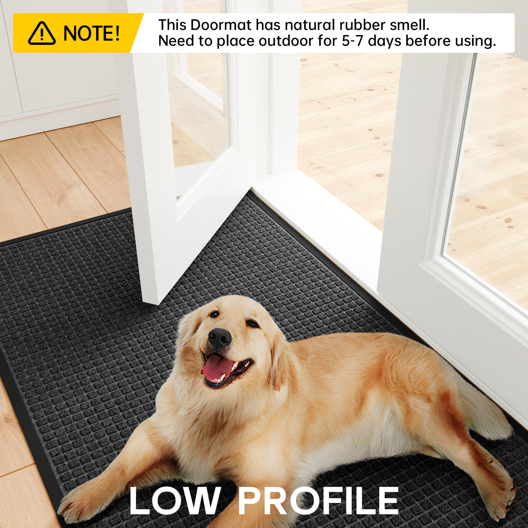 HOMEK front door mat interior or exterior use withstands heavy traffic and weather.