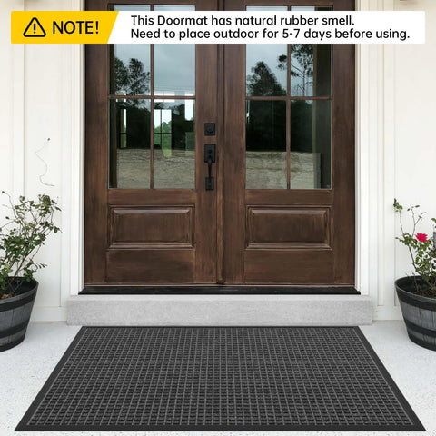 HOMEK front door mat rainy-day use showcases non-slip backing for secure placement.